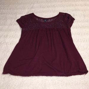 maroon lace top